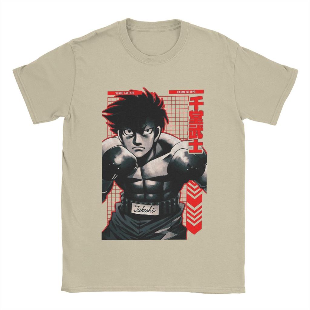 Funny Sendo Takeshi Hajime No Ippo Anime T-Shirts Men Round Neck Cotton T Shirt Short Sleeve Tee Shirt Gift Idea Clothing