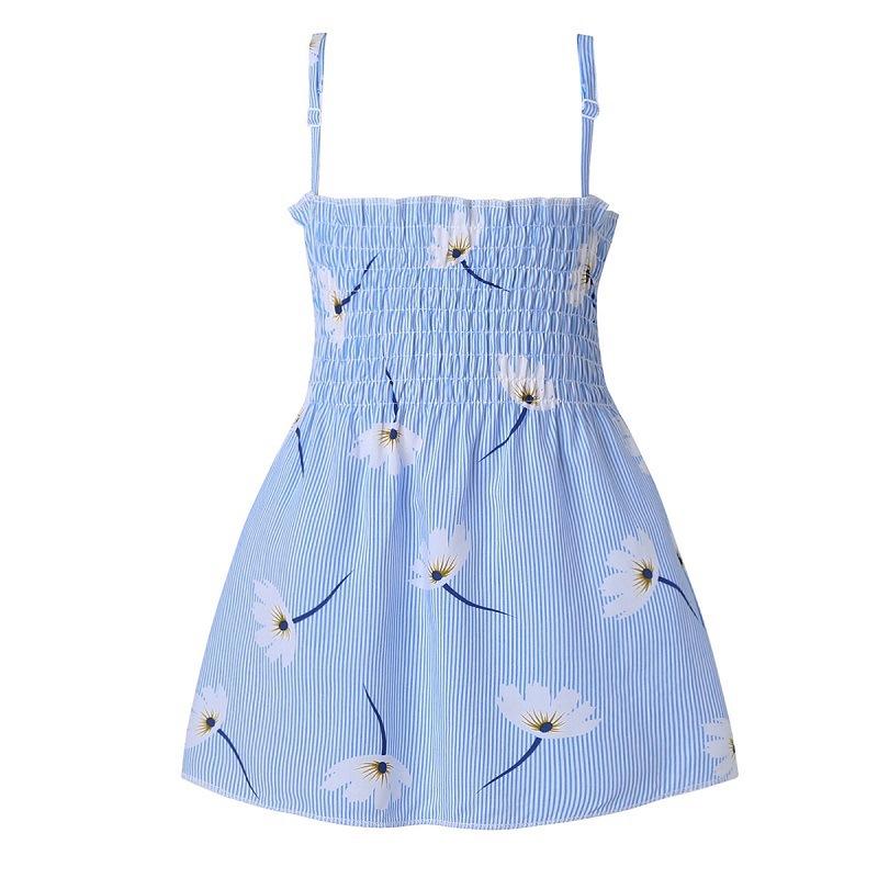 Sommerliches Mädchen-Smockkleid mit Blumenmuster und verstellbaren Trägern