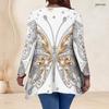 Women Plus Size V Neck Long Sleeve Colorful Galaxy Printed Asymmetric Hem Tunic Top