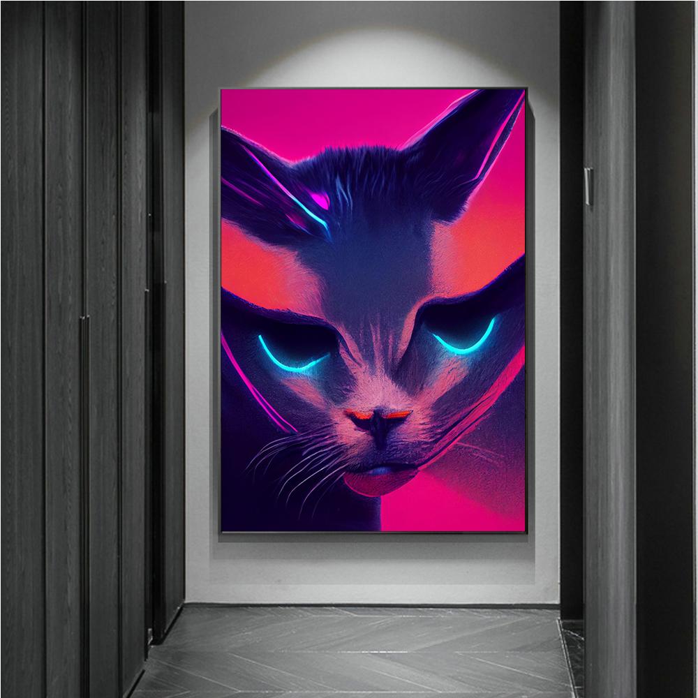 Abstraktes Neon Tier Pink Lila Drucke Poster Leinwand Malerei HD Modernes Wandkunst Bild für Spielzimmer Schlafzimmer Heimdekoration
