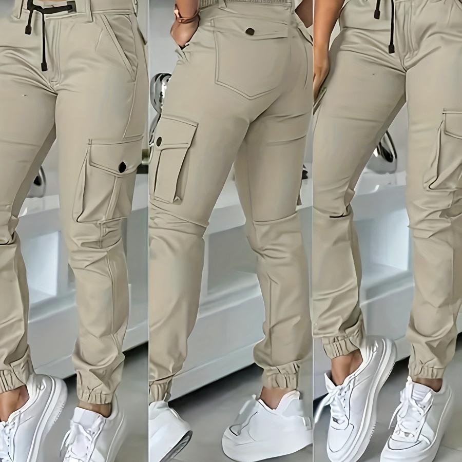 Women's Longline Cargo Pants ,Multi-Pocket, Cuffed, Casual & Athletic Style