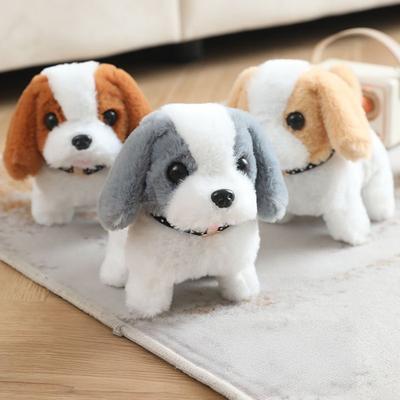 Çocuklar Elektrikli Peluş Köpek Oyuncak İnteraktif Havlayan Kafa Sallayan Hareketli Kuyruk Yürüyen Yavru Köpek Peluş Oyuncak Bebekler Eğitici Simülasyon Doldurulmuş Hayvan Oyuncak