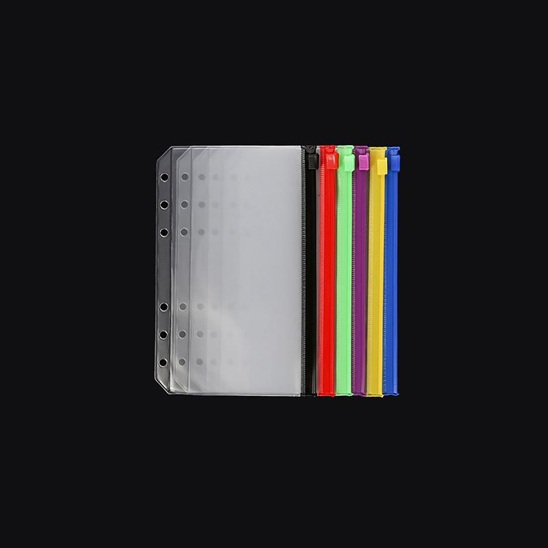 6Pcs A6 Waterproof Pvc Cash Budget Envelopes Zipper Binder Pouches 6-Hole Binder Pockets For Notebook Planner Journey Binders