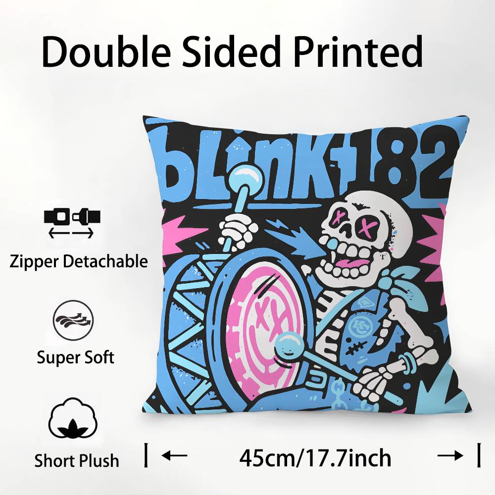 Punkband B-Blink-182 Kissenbezug Quadratisch Doppelseitiger Druck Kissenhülle Für Sofa Heim Schlafzimmer Dekoration Geschenk