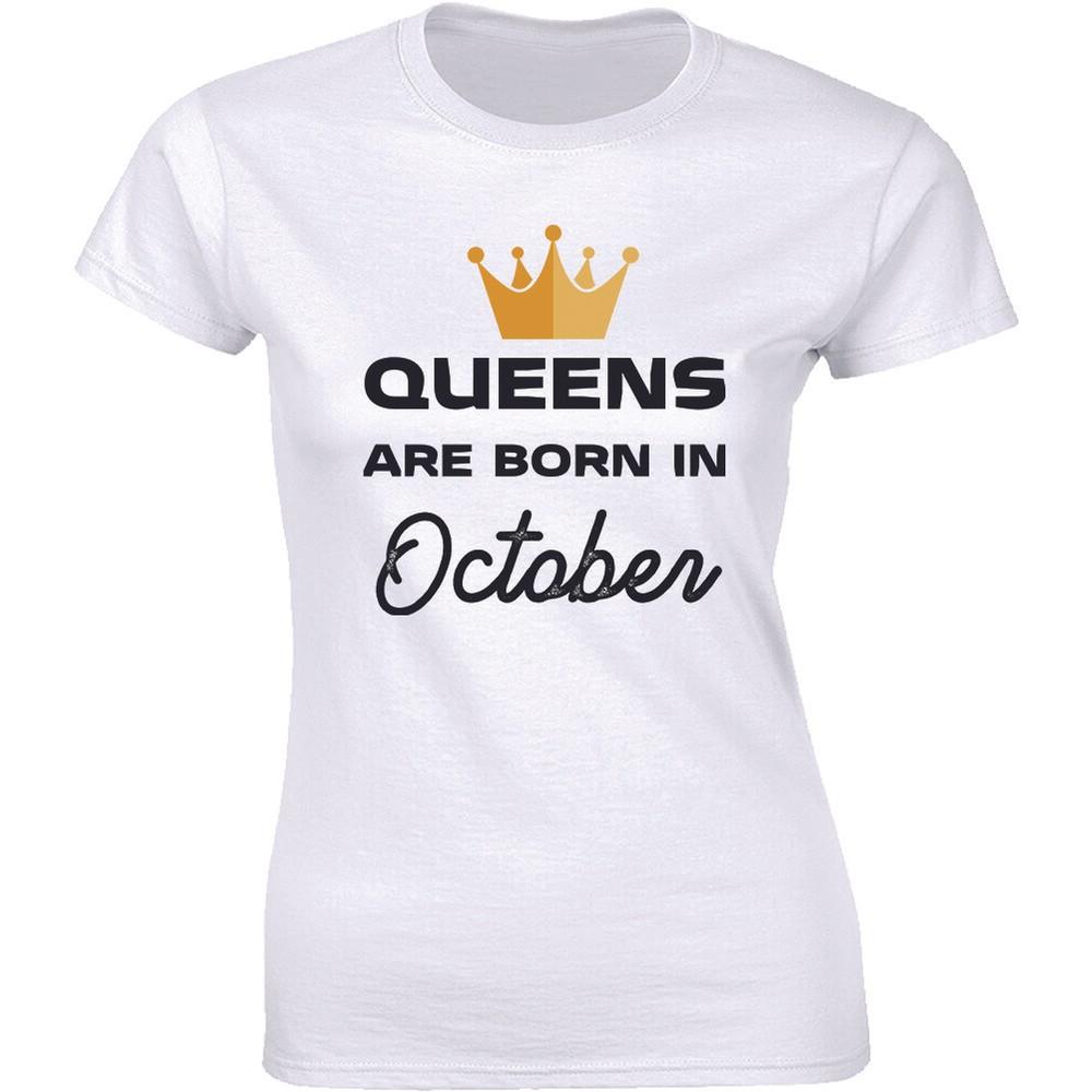 Королевы Рождаются в Октябре Футболка Подарок на День Рождения Девушка на День Рождения Женская Футболка Унисекс Футболка XXL
