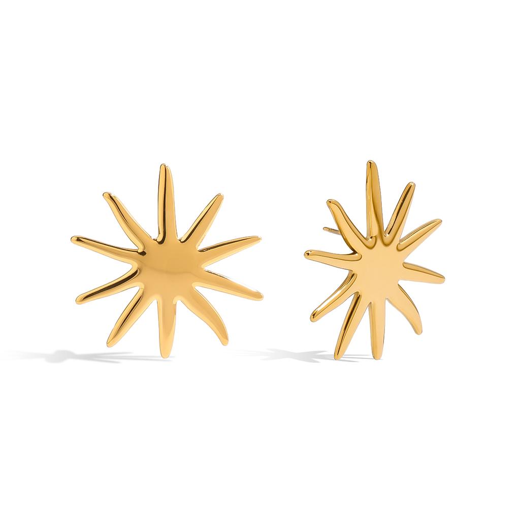 Fashion Stainless Steel Glossy Sunflower Earrings Fashion Trendy Waterproof PVD Gold Plated Daily Jewelry Gift