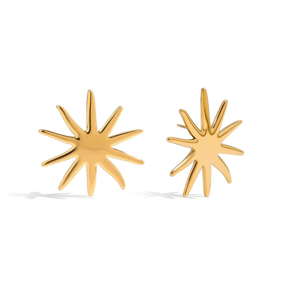 Fashion Stainless Steel Glossy Sunflower Earrings Fashion Trendy Waterproof PVD Gold Plated Daily Jewelry Gift золотистый