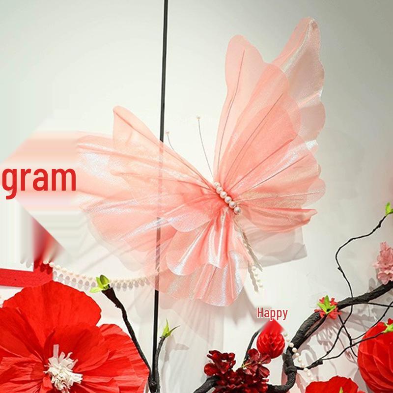 Iridescent Pearl Butterfly & Flower 3D Wedding Decoration