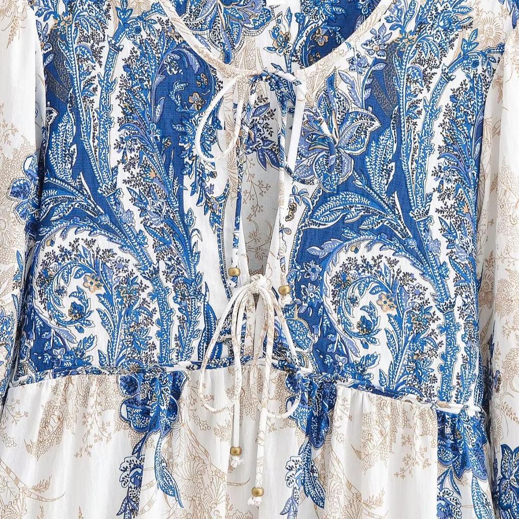 Bohemian Ethnic Beach Dress: 2026 Spring Casual Loose-Fit Printed Dress