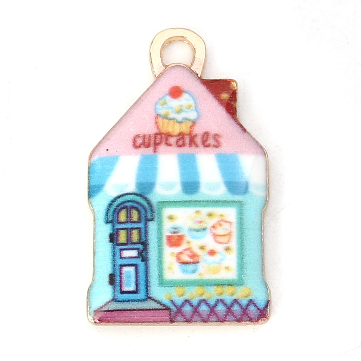 

10 Piece Zinc Based Alloy Pendants House Shape Multicolor Enamel Charms Pendant For DIY Necklace Jewelry Making Findings