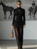 Autumn 2025 European & American Style Long Sleeve Slim Fit Patchwork Chiffon Dress