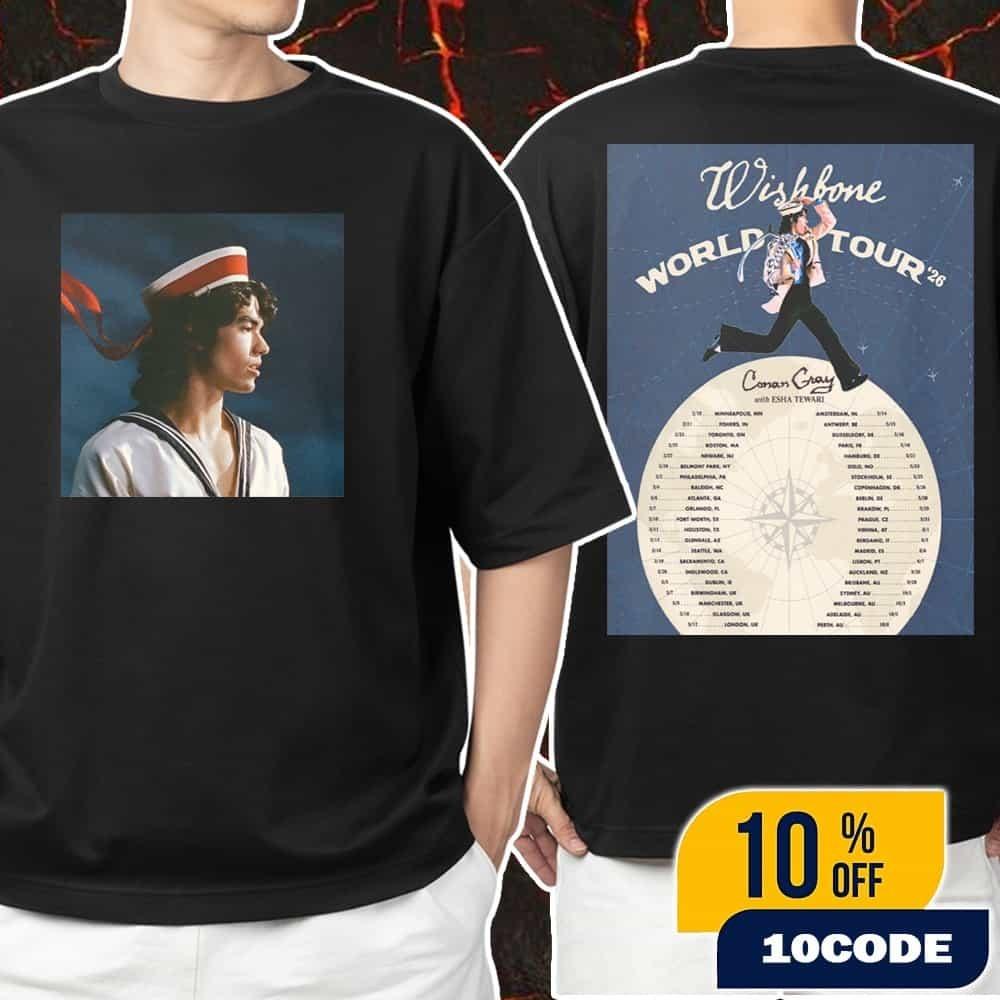Conan Gray Wishbone World Tour 2026-2026 With Esha Tewari Poster Tour Dates Tee XXXXL