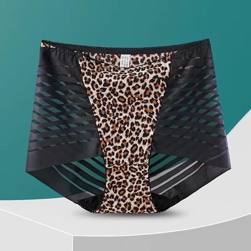 Sexy Lace Panties Women's Underpants Large Size Leopard Pattern High Waist Briefs Breathable Lift Buttocks Female Underwear