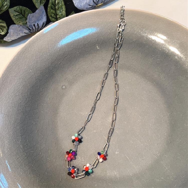 Simple Daisy Flower Charm Necklace Sweet Cool Choker Metal Chain Clavicle Chain