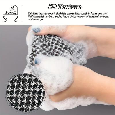 2 Stück Peeling-Bade-Schrubbhandtuch mit ergonomischem Griff für Rücken, Arme, Beine, sanft texturiertes Design, Spa-Badezubehör