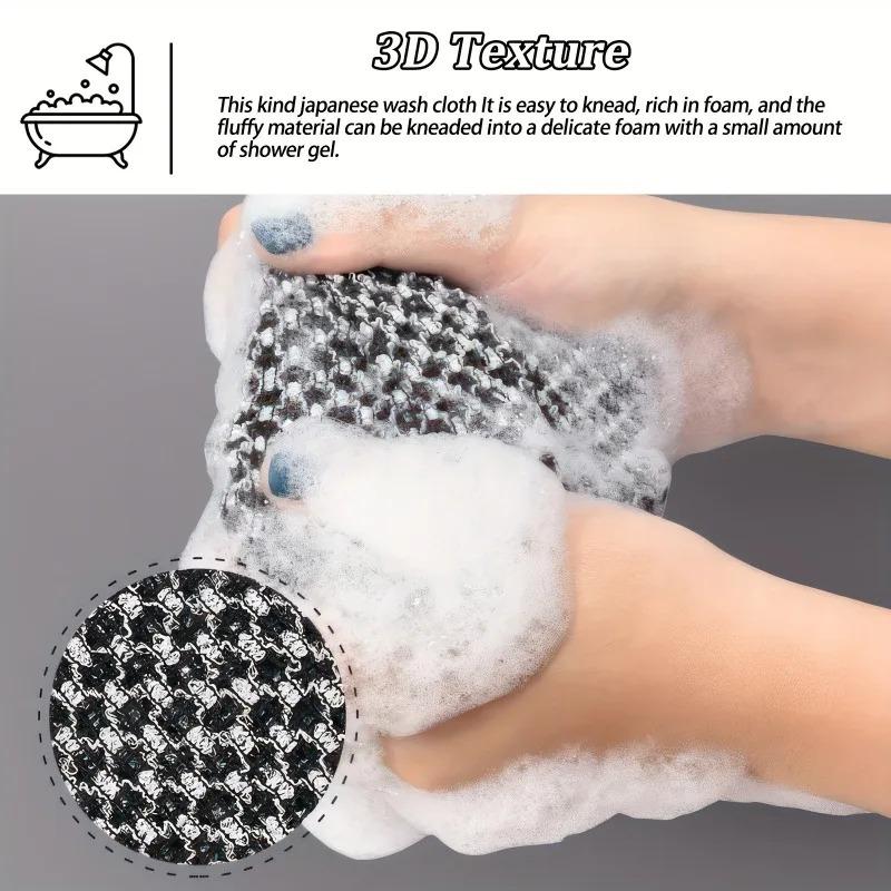 2Pcs Exfoliating Bath Scrub Towel with Ergonomic Handle for Back Arms Legs Gentle Textured Design Spa Bathing Accessorie