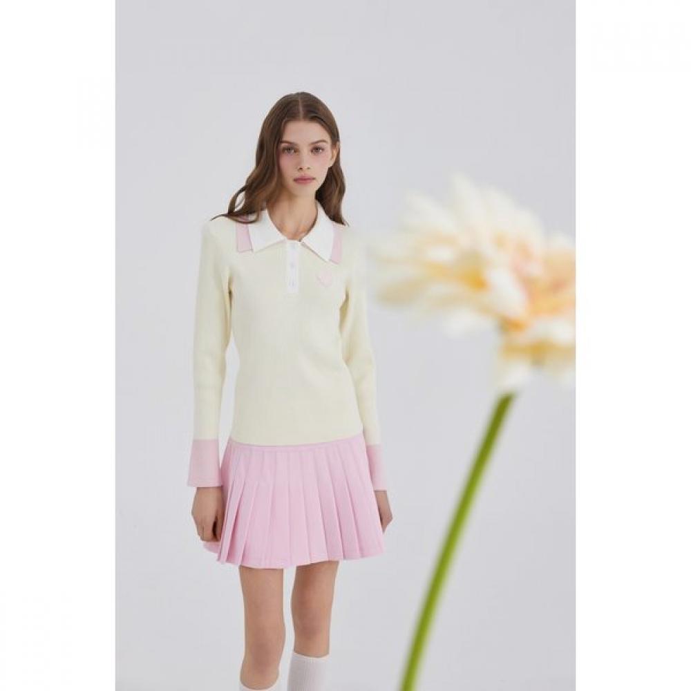 Goxo Smile Heart Double Collar Knit