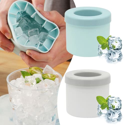3D Silicone Cylindrical Ice Maker with Lid, Holds 60 1.3cm Ice Cubes, New Design, Easy to Discard, Small, Thin Ice Cubes, Airtight Lid, Cute, Freezer-