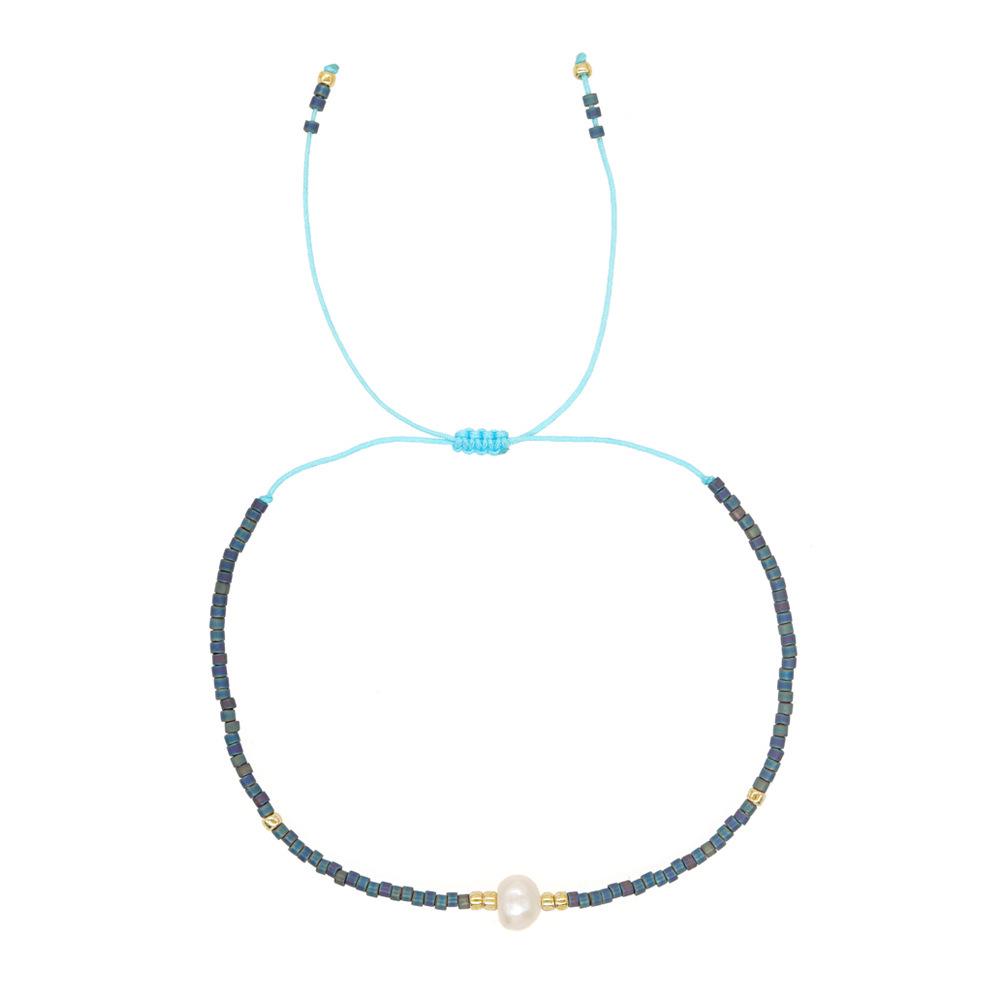Retro Colorful Seed Bead & Faux Pearl Adjustable Bracelet - Trendy Hand-woven Jewelry for Women
