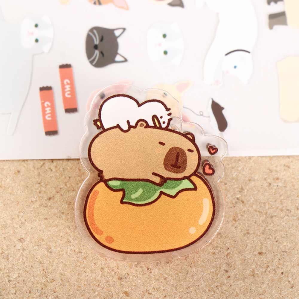 Persimmons Acrylic Paper Clip Capybara Kawaii PP Clip Portable Cartoon Memo Clip  Desk Organizer