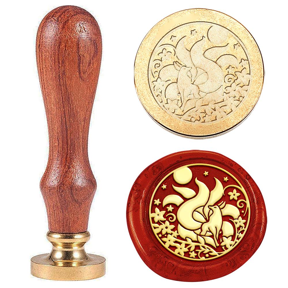 1set Brass Wax Seal Stamp with Handle for DIY Scrapbooking Fox 89x30mm