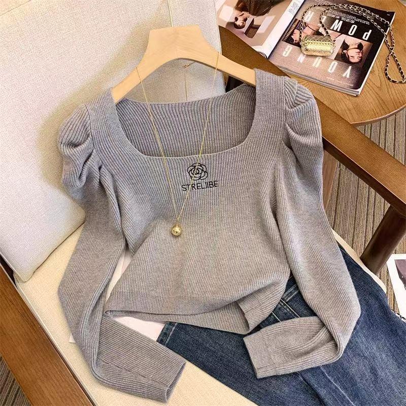 

Knitted sweater spring and autumn new design sense fashion slim niche knitted top women s clothing S сірий колір