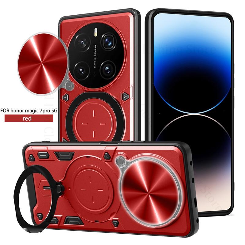

Противоударный чехол Slide Lens Push Window для Honor X8C X9C X9a X9B X8B из сплава с держателем для кольца на палец, магнитным чехлом-подставкой для Magic 7 6 Pro 5 Lite Magic 5 Lite 4G красный