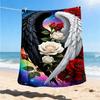 1pc Angel Wings Roses Throw Blanket Polyester Fiber, Lightweight Flannel, Soft & Warm, All Season Use for Outdoor, Camping