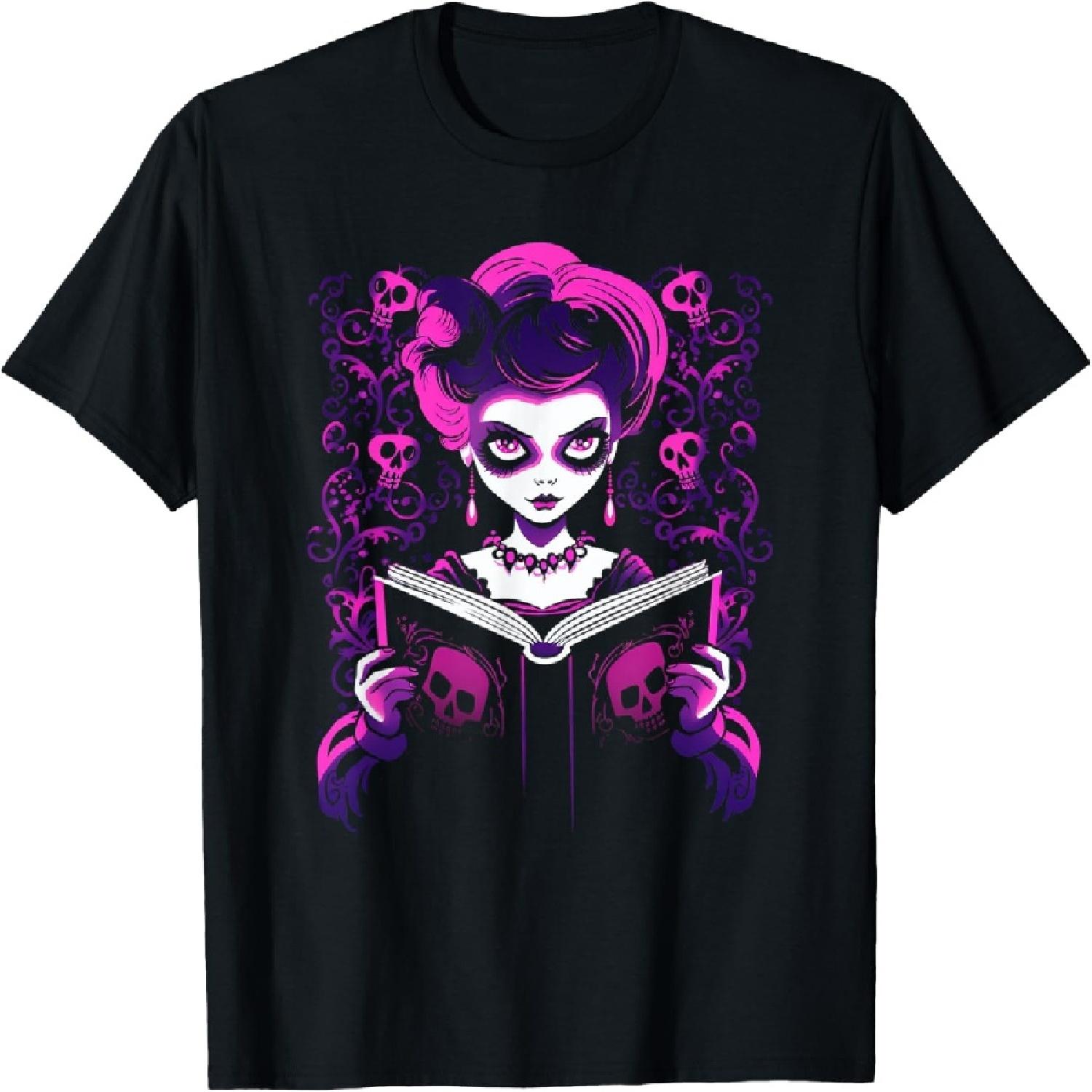 Bookworm Elegant Ghoul Girl Loves To Read T-Shirt XXXXXL разноцветный