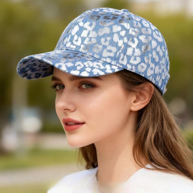 Gold-Foiled Leopard Print Fashion Denim Baseball Cap, European And American Fashion, Street Trendy Sports Sun Hat