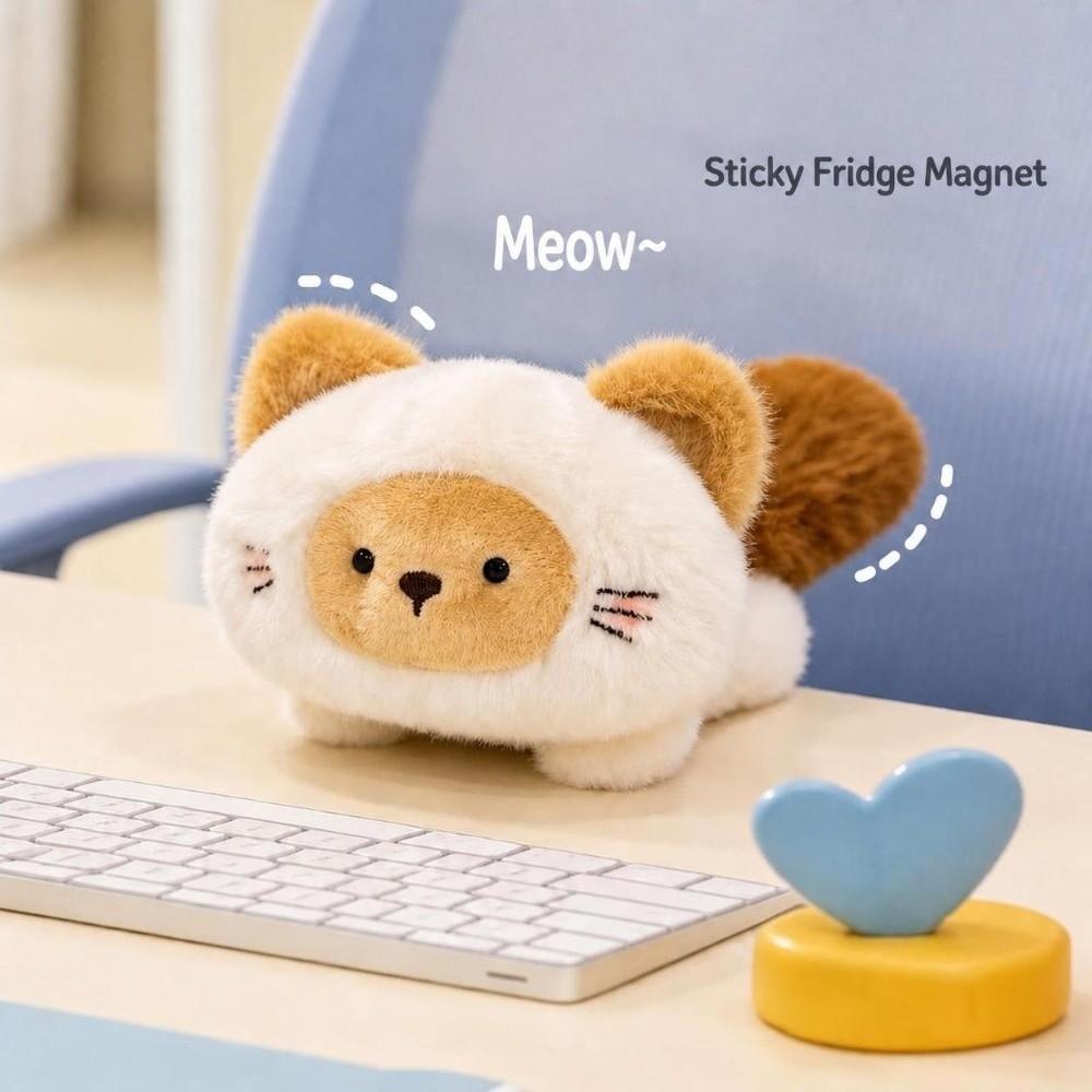 Cartoon Style Plush Doll PP Cotton Raccoon Plush Cute Fridge Magnet  Household