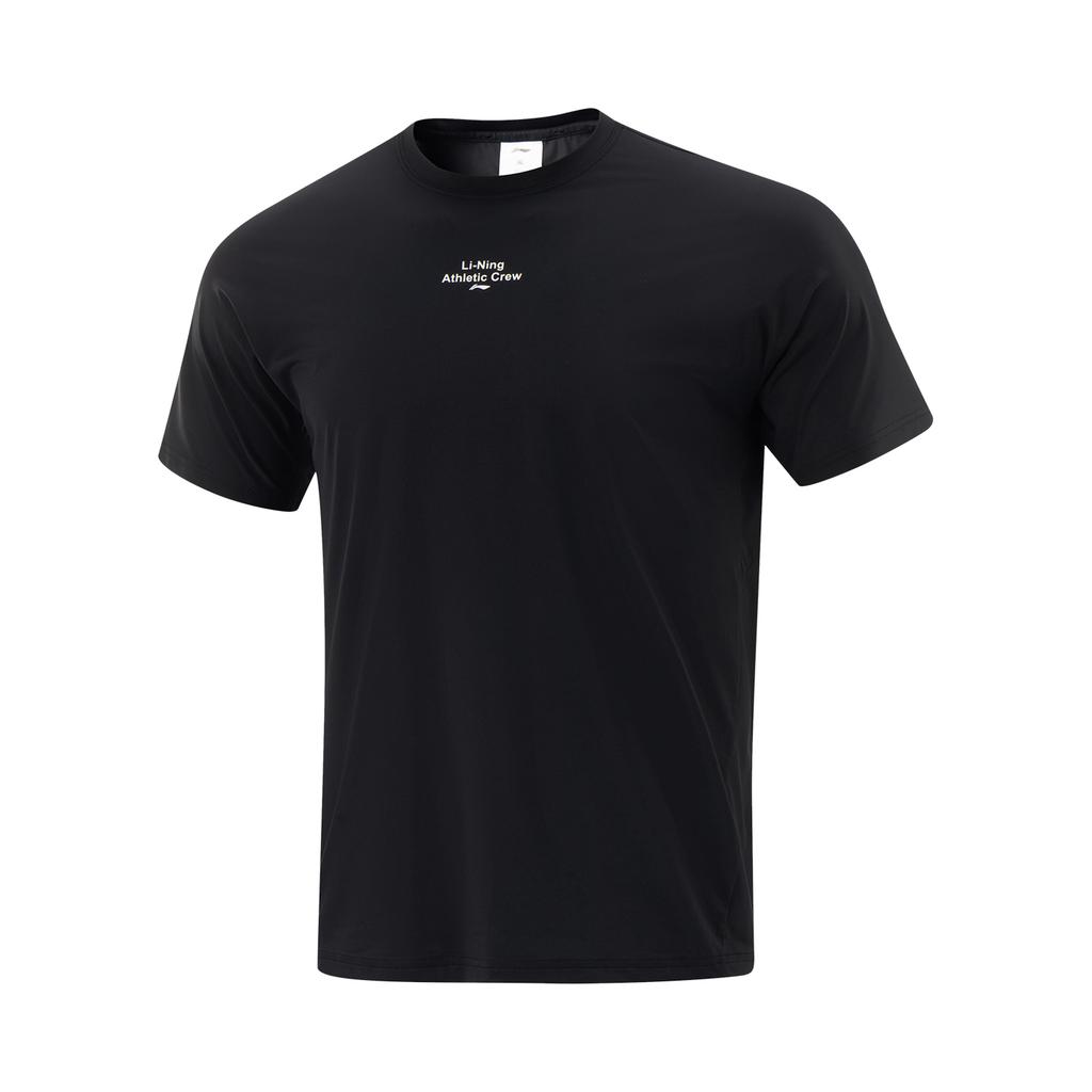 Li-Ning Comfortable Casual Versatile Breathable Round Neck Letter Solid Color Short Sleeve T-Shirt Men Tops Black ATSV265-8
