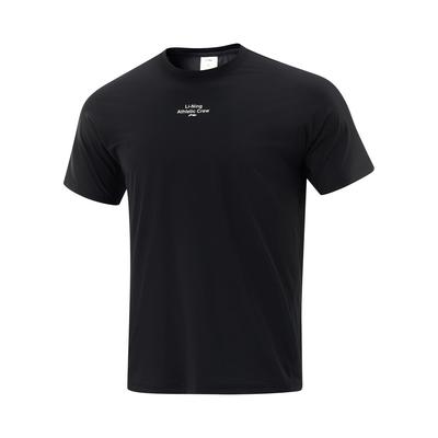 Wygodny Casualowy Wszechstronny Oddychający Okrągły Dekolt Litera Jednolity Kolor Krótki Rękaw T-Shirt Męski Top Czarny ATSV265-8
