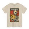 I Love Cheese Skeleton T-Shirt: Retro Meme Halloween Tee