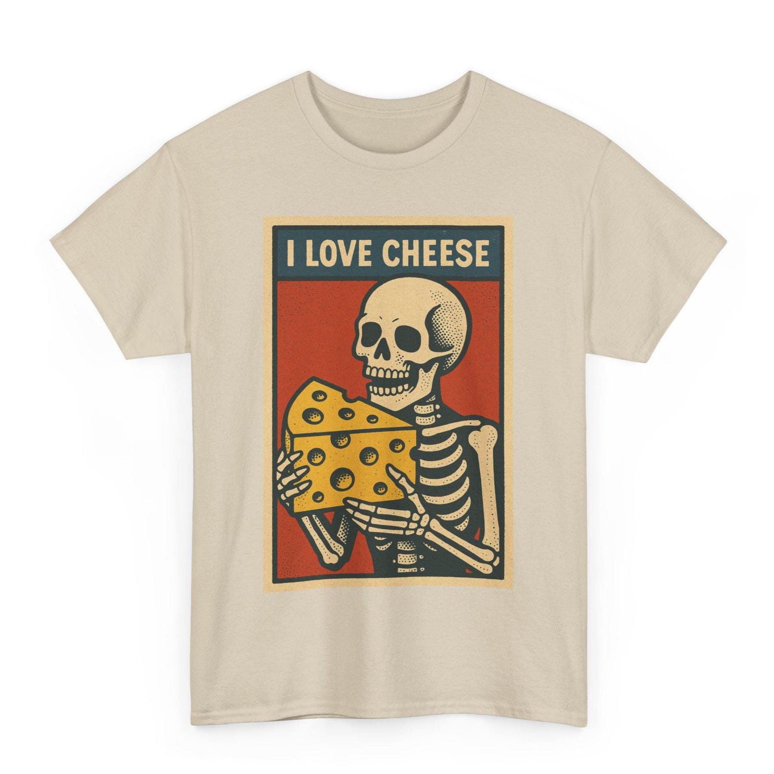I Love Cheese Skeleton T-Shirt: Retro Meme Halloween Tee XL