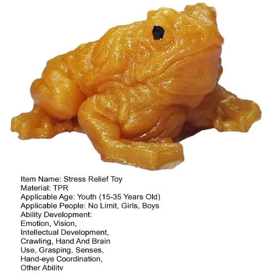 Stress Relief Toad Squeeze Toy Anti-anxiety Golden Green Frog Fidget Toy Soft TPR Stress Ball Simulated Animal Sensory Toy