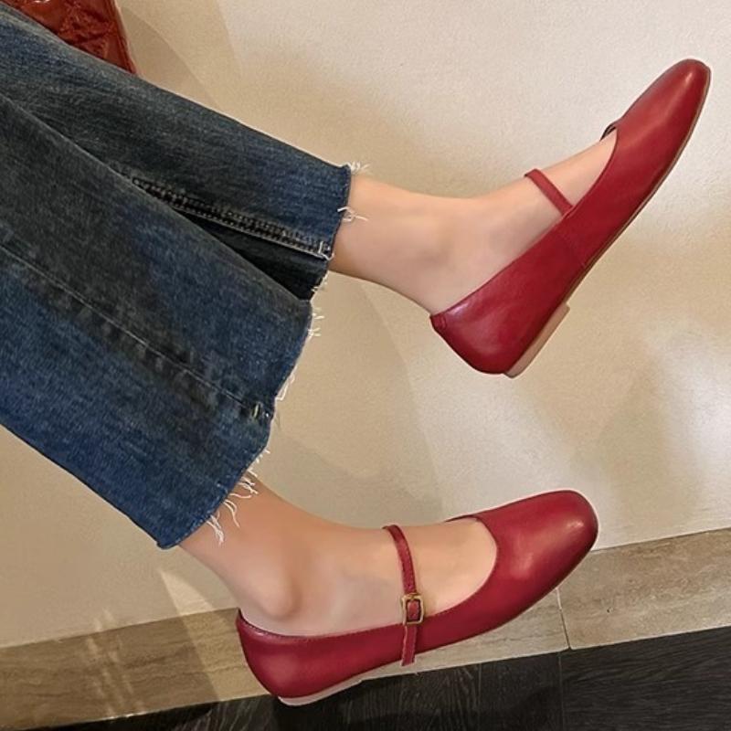 Fashion 2025 New Retro Women Flat Shoes Fashion Square Toe Ladies Casual  Lightweight and Comfortable High Quality Leather Shoes