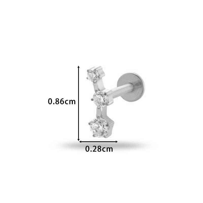 1 pièce G23 Titane Massif Filetage Interne Dos Plat Fleur CZ Clou de Tragus Cartilage Boucle d'Oreille Helix Rook Lobe Labret Bijou de Piercing