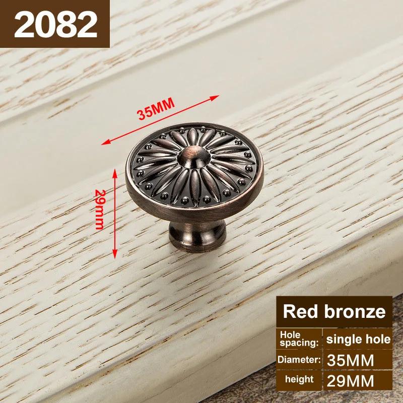 Red Bronze Handle Kitchen Door Knob Cabinet Drawer Closet Antique Shabby Chic Handles Dresser Knobs Furniture pulls