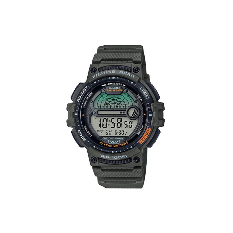 Casio Standard Series Mens Fishing Timer Quartz Movement Resin Strap Watch Men watches Gray WS-1200H-3AVCF Gray Dial