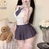 Jiayin Erotic Underwear JK Uniform Pure Lust Spice Girls Sexy Suit Passion Skirt Free of Backless Uniform Temptation