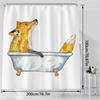 Whimsical Cartoon Fox Shower Curtain - Watercolor Print, Vibrant Colors, Machine Washable, Includes Hooks, All-Season Use