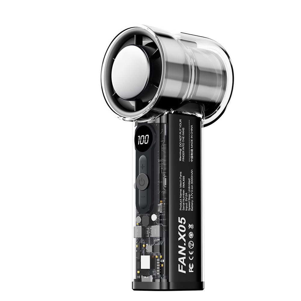 2025 New 3000mAh Battery 100Gears AI Superconducting Cooling Hanging Neck Outdoor Mini Fan Handheld Folding Powerful Turbofan