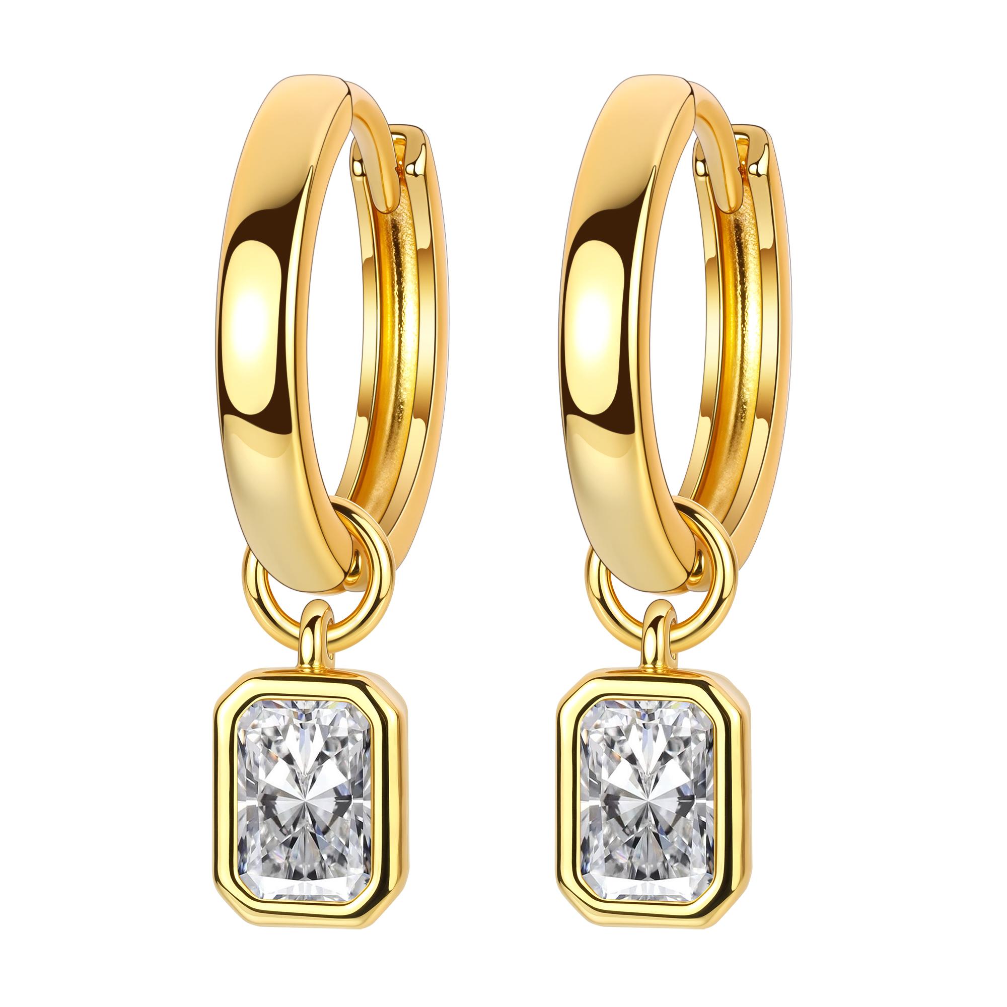 

Kinitial Elegant Geometric Square Hoop Earrings Sparkling Cubic Zirconia Crystal Earrings Jewelry For Women белый