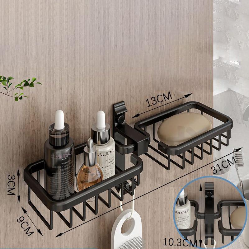 Cutie de săpun Suport de săpun montat pe perete Rafturi pentru baie fără găuri Ventuze creative pentru baie de scurgere din aluminiu Acasă