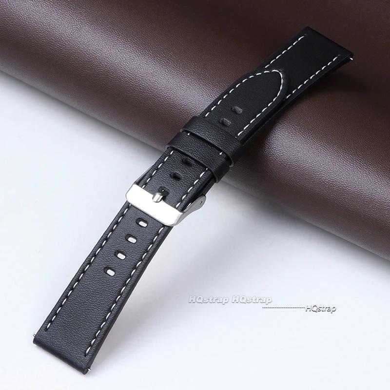 

20mm 22mm Fashion Watch Band Strap Sport Vintage Leather Watchband Stainless Steel Buckle Bracelet for Samsung Galaxy Watch 22mm чорний