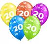 Balony Z Nadrukiem Na 20 Urodziny "20", 5 Szt.