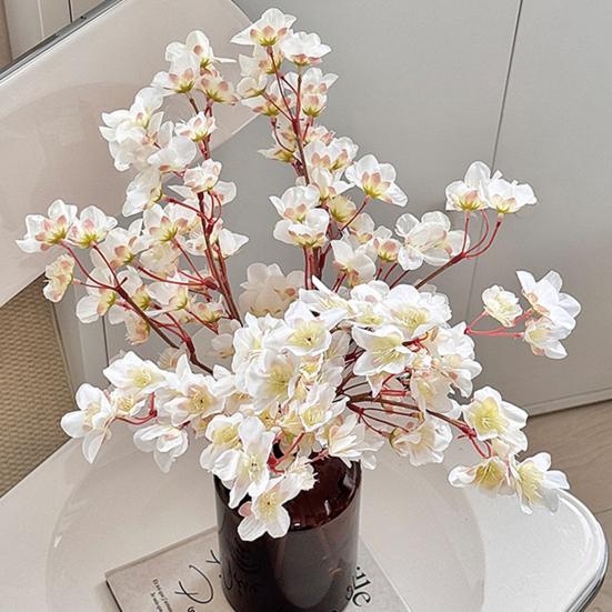 Artificial Peach Blossom Realistic Fake Silk Flower Stem Home Office Wedding Party Faux Flower Table Centerpiece Decoration