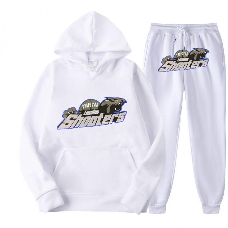 New Men's and Women's Casual Sports Suit, Red and Black Tiger Head Sweater and Sweatpants Suit.