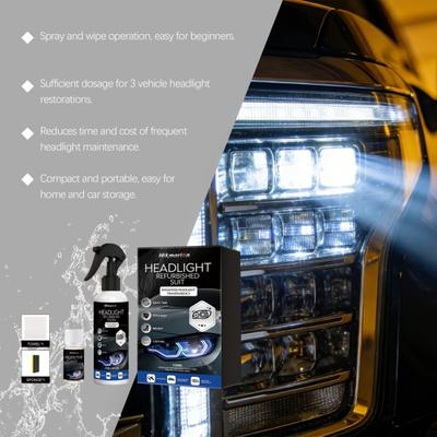 Headlight Restoration Kit, Car Lens Polish Cleaner for Yellow Haze, UV Protection Remover, Restore Clarity Shine, Car Surface Protectant